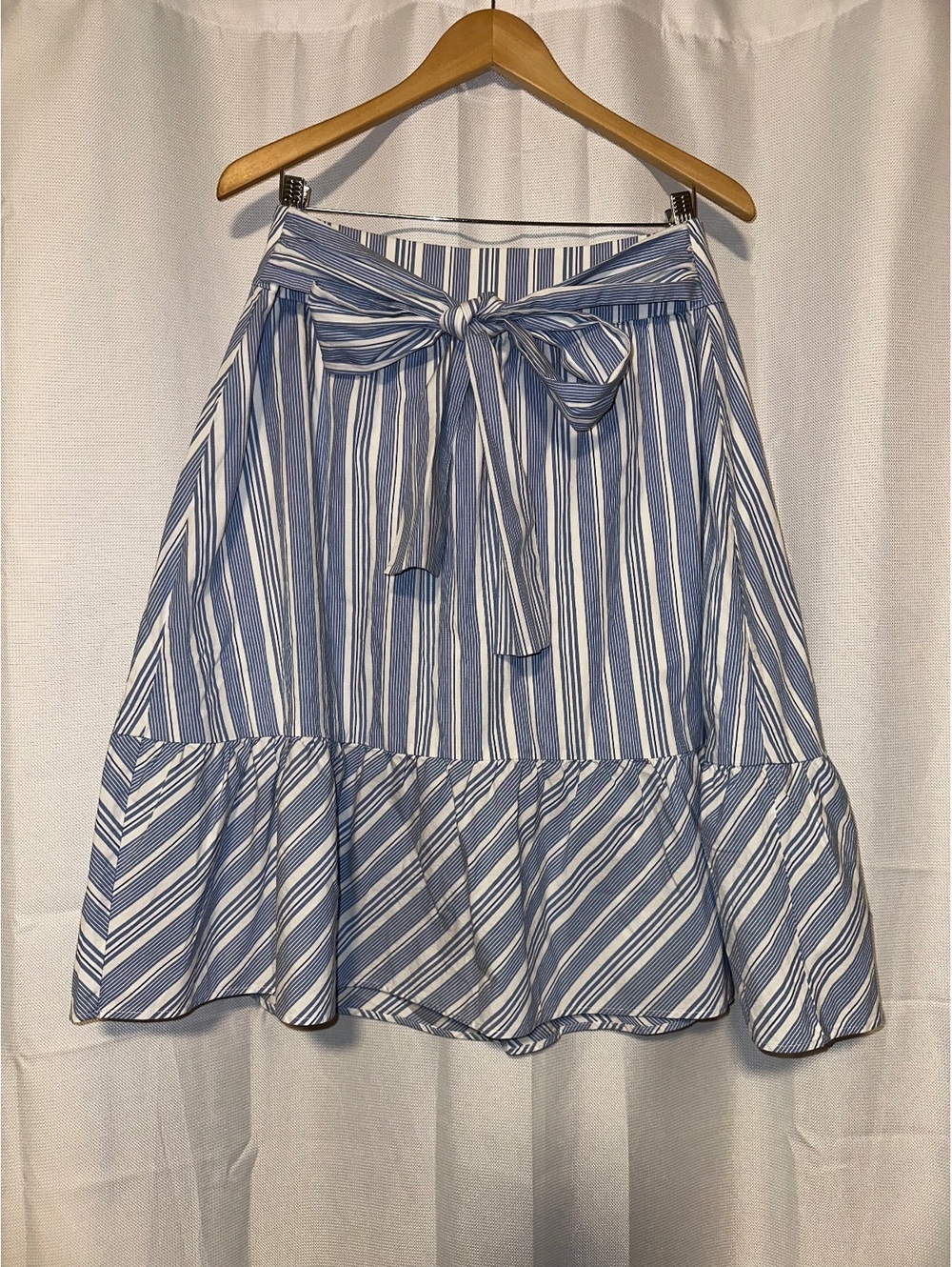 J.Crew Blue and White Striped Big-Bow Cottage Coquette Midi 10 Skirt NWT